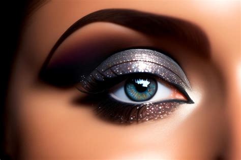 Premium AI Image | Single eye with shimmering silver eyeshadow
