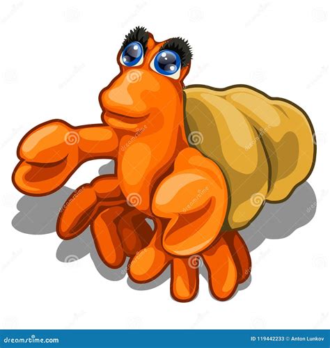 Cartoon Hermit Crab Isolated On White Background. Vector Close-up ...