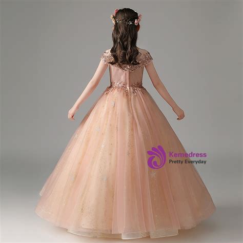 bean paste pink sequins flower girl dress
