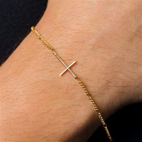 Pulseiras Folheadas A Ouro Masculina - Pulseira Masculina Cruz Folheada a Ouro 18k - CODE Brincos Masculinos ...