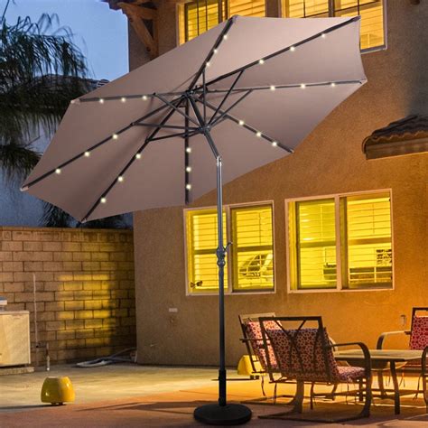 Costway 10ft Solar Powered Led Patio Umbrella - Patio Ideas