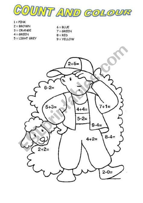 COUNT AND COLOUR - ESL worksheet by zava