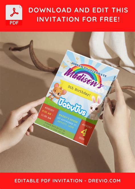(Easily Edit PDF Invitation) Adorable BabyBus Birthday Invitation