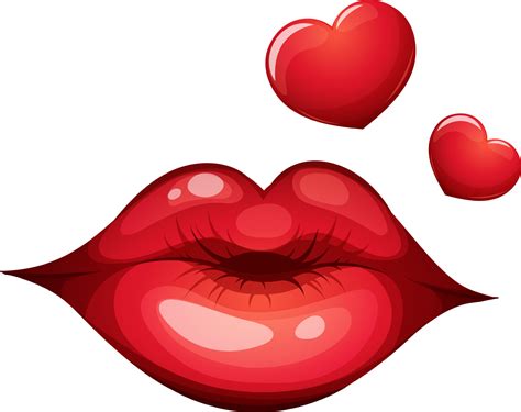 Cartoon red lips, kiss, air kiss with hearts isolated 17066118 Vector ...