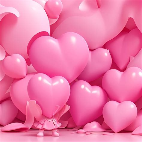 Premium Photo | Pink 3d heart wallpaper design