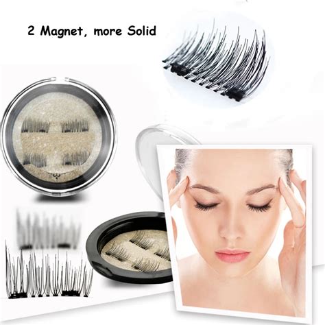 double magnet  magnetic false fake eyelashes full strip magnetic eye