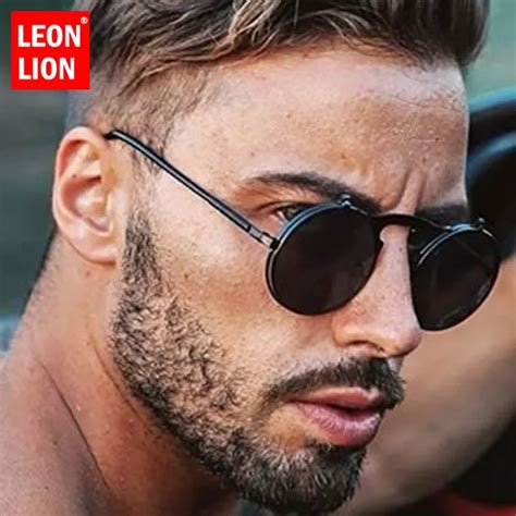 Солнечные очки LeonLion в стиле стимпанк UV400 Мужские, модные круглые ...