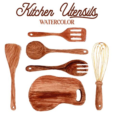 Premium Vector | Kitchen utensils watercolor illustration