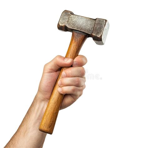 hand holding  hammer   transparent background  construction