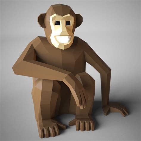 chimpanzees monkey diy papercraft animal paper mod grandado