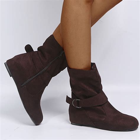 jsaierl Mid Calf Dress Boots For Women Wide Calf Slouchy Boots Zip up
