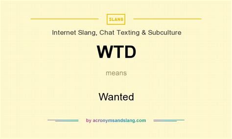 WTD - Wanted in Internet Slang, Chat Texting & Subculture by ...