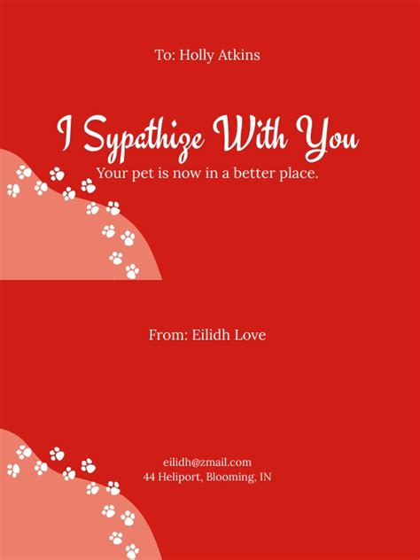 Loss of Pet Sympathy Card Template - Download in Word, Google Docs ...