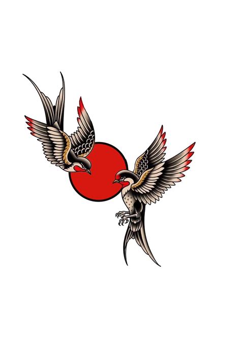 Birds and Flowers Tattoo Design