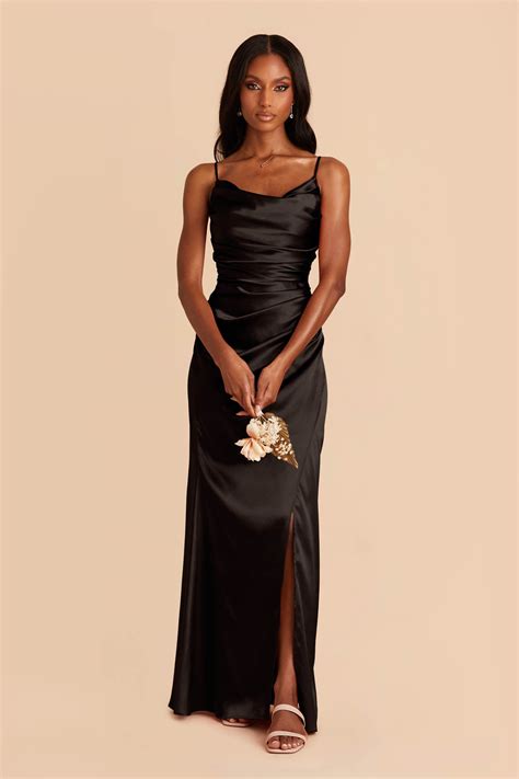 Lydia Black Cowl Neck Satin Bridesmaid Dress | Birdy Grey