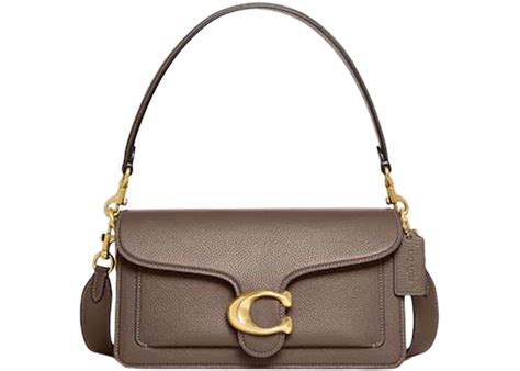 coach shoulder bag tabby  brassdark stone  leather  gold tone
