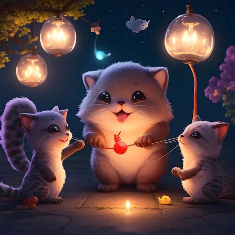 Premium AI Image | a cat with a red tie is holding a lantern that says ...