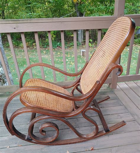 vintage bentwood cane rocking chair matching cane table shipping