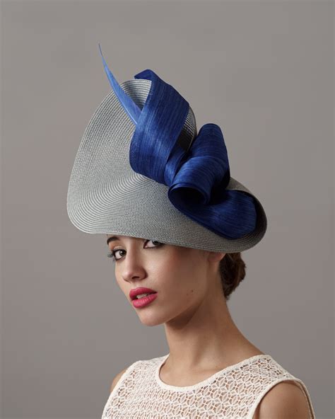 Elegant Royal Ascot Hat for Women Grey & Blue Derby Hat With - Etsy