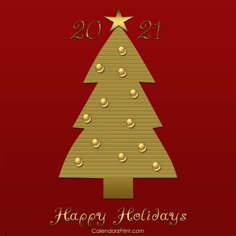 Happy Holidays Cards 2021 – Printable Free – Golden Christmas Tree ...