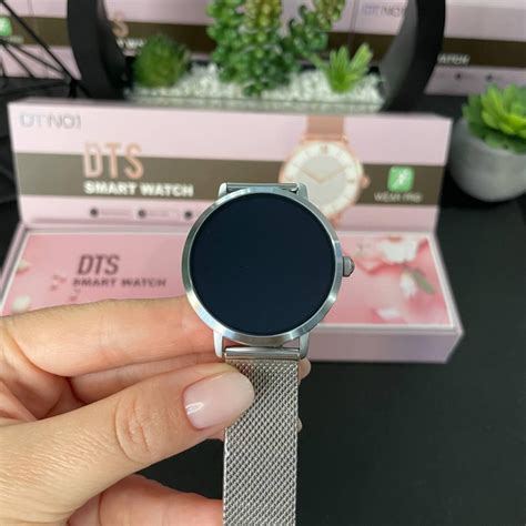 Женские круглые Смарт-часы Smart Watch DTS Серебристий металический ...