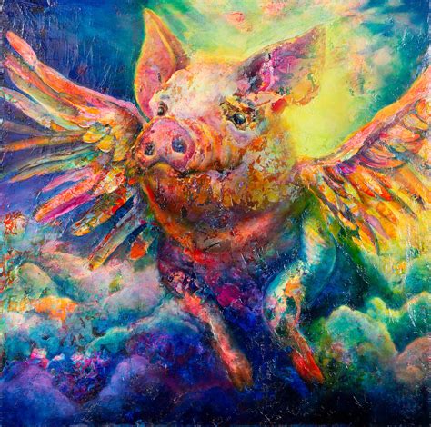 Paula Segarra - Cerdo volador entre nubes en venta en 1stDibs