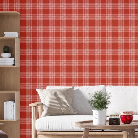 Обои флизелиновые Decoracion Виндзорская клетка 4 м бордово-белые ...