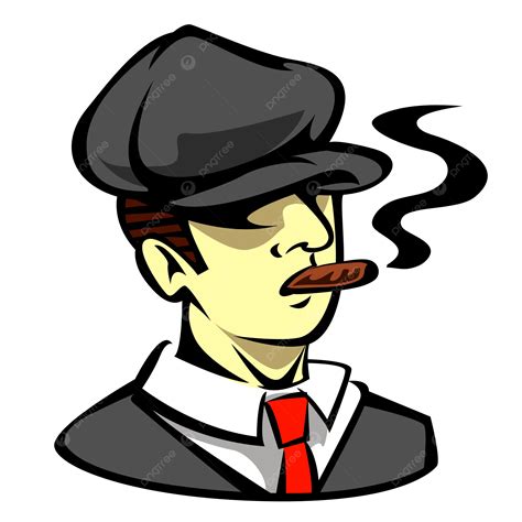 Smoking Mafia Boss Vector Drawing, Smoking Man, Cigar, Newsboy PNG and