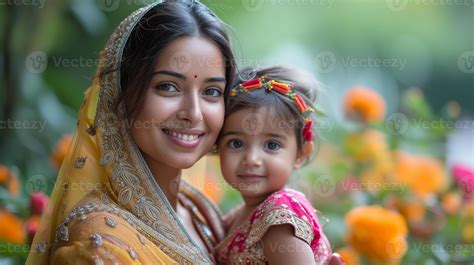 AI Generated An Indian mother having fun with her daughter outside