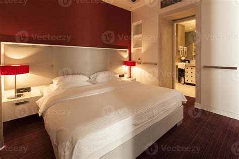 Luxury hotel room with twin bed and bathroom 1262522 Stock Photo at ...