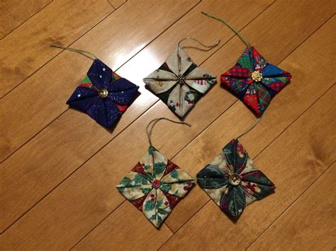 Folded Fabric Christmas Tree Ornaments