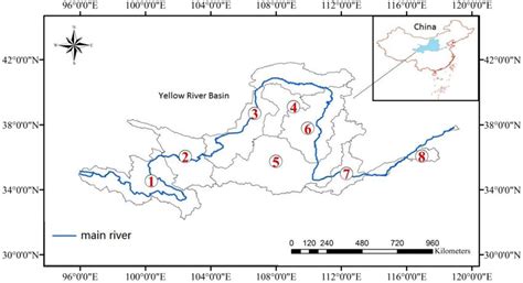 Location of the Yellow River Basin and boundaries of its subregions ...