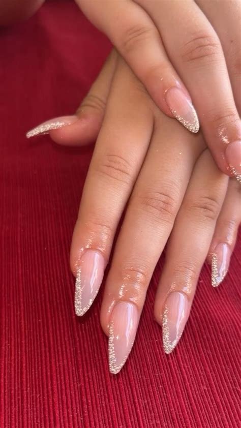 Reflective glitter nails | Gel nails, Clear glitter nails, Champagne nails