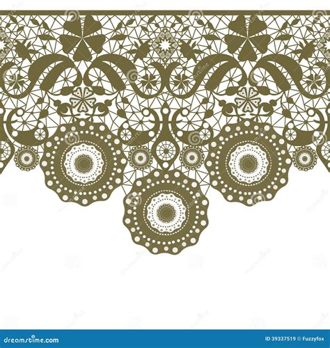 Green Seamless Lacy Lace Pattern on White Stock Illustration