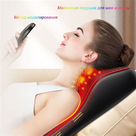 Массажная подушка для спины и шеи электрическая, 16 роликов, с ИК ...