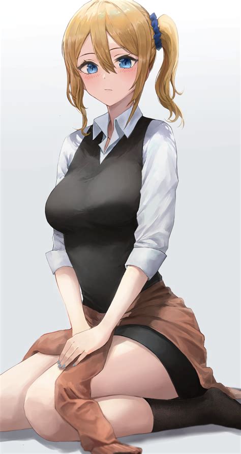 big boobs, JK, Hayasaka Ai, ponytail, simple background, Pigonhae