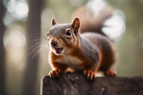 Premium AI Image | Portrait of a funny surprised small squirrel close ...