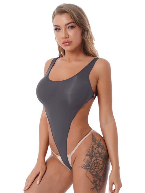 Sexy Women One-piece Swimsuit High Cut Thongs Bodysuit Leotard Bikini