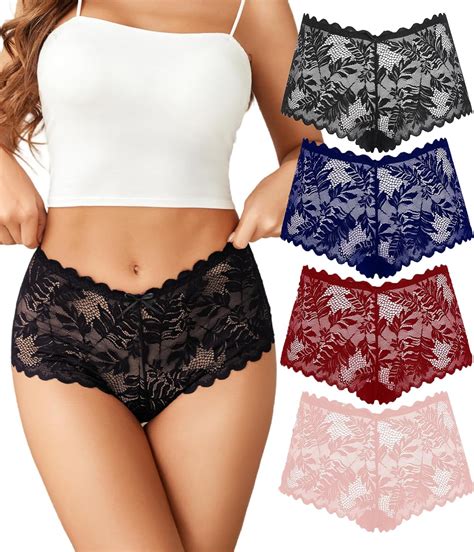 Avidlove Sexy Women's Underwear Floral Lace Boyshort Panties High Waist