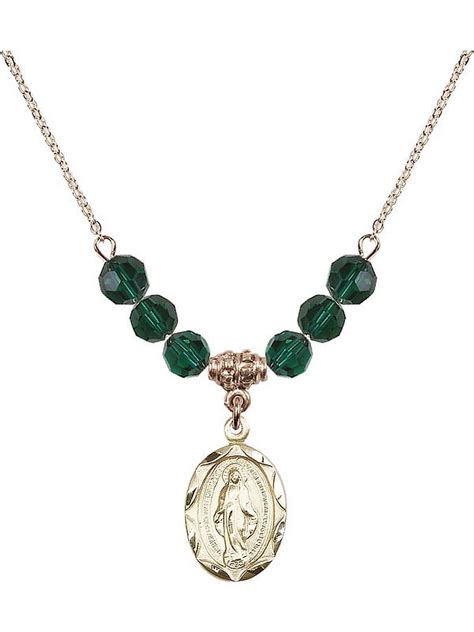 18-Inch Hamilton Gold Plated Necklace with 6mm Green May Birth Month