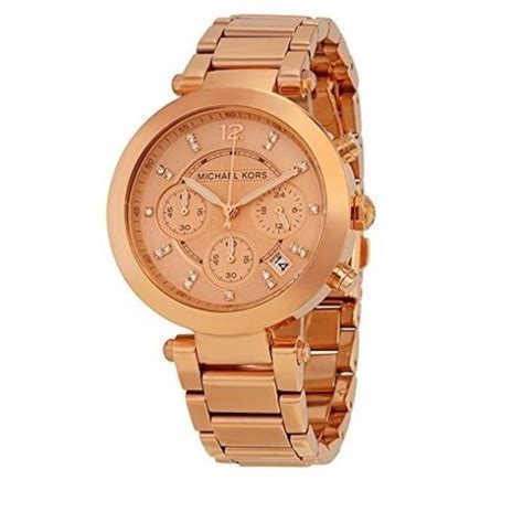 Michael Kors Parker Rose Gold Dial Ladies Chronograph Watch Item No ...