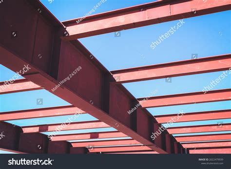 steel structure beam girder building construction stock photo
