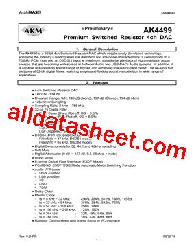 AK4499 Datasheet(PDF) - Asahi Kasei Microsystems