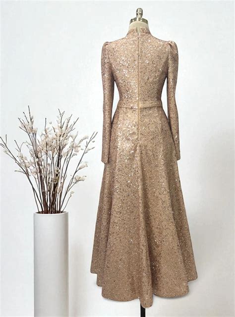 Copper Color - Modest Evening Dress - Modanisa