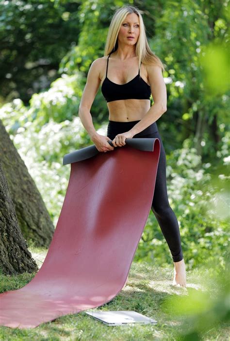 Caprice Bourret - Streaming Her Online Yoga Classes From a Park in ...
