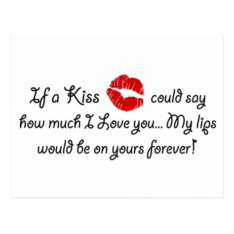 Romantic Love Kiss Quote Kissing Romance quotation Postcard | Zazzle.com