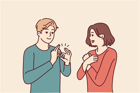 Deaf-mute man and woman are talking using sign language and ...