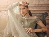 Taupe Designer Heavy Embroidered Net Wedding Lehenga | Saira's Boutique