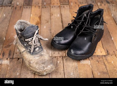 Vintage workers boots hi-res stock photography and images - Alamy