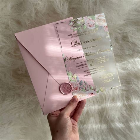 Floral Quinceanera Invitation, Quinceanera Invitations, Birthday Invitations, Acrylic ...